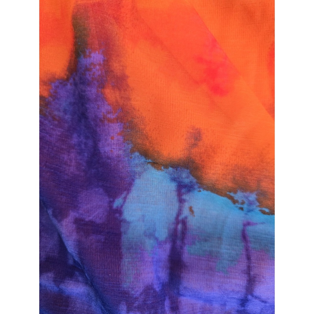 Worthington Women's L Orange Blue Purple Tie Dye Layered Chiffon Cross Tie‎ Tank - Picture 13 of 16
